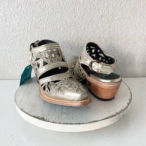 Lane Robin Slingback Mule Gold Cowboy Boots Womens 7 Cowgirl Western Short Ankle